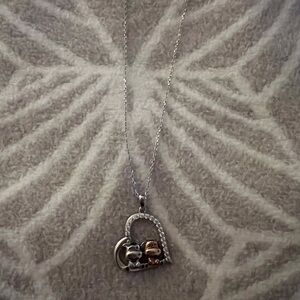 Silver and Gold Heart Pendant Necklace